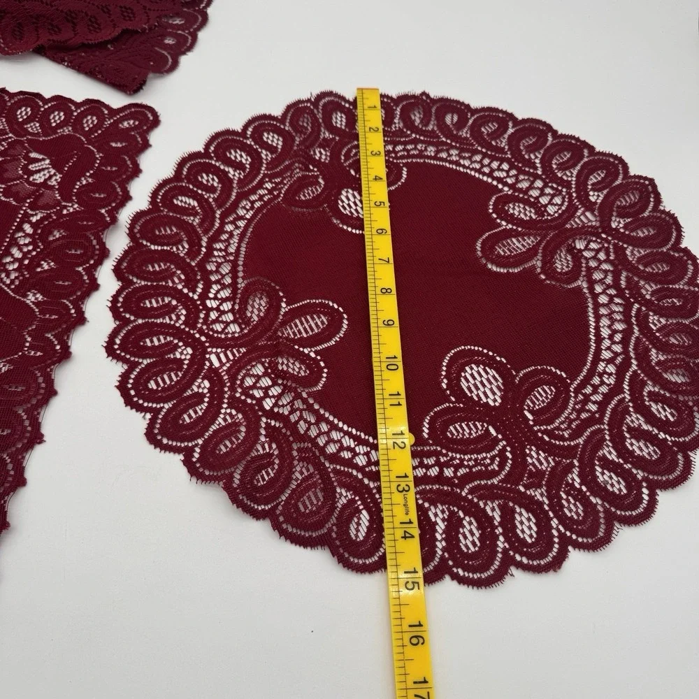 Vintage Red Lace Doilies & Placemat Set 3 Scalloped‎ Floral Table Decor